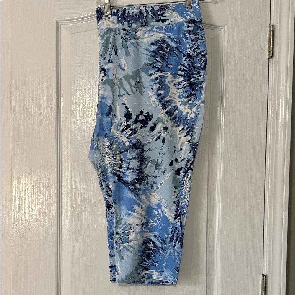 D & Co Active Blue Tie-Dye Leggings Size 3X